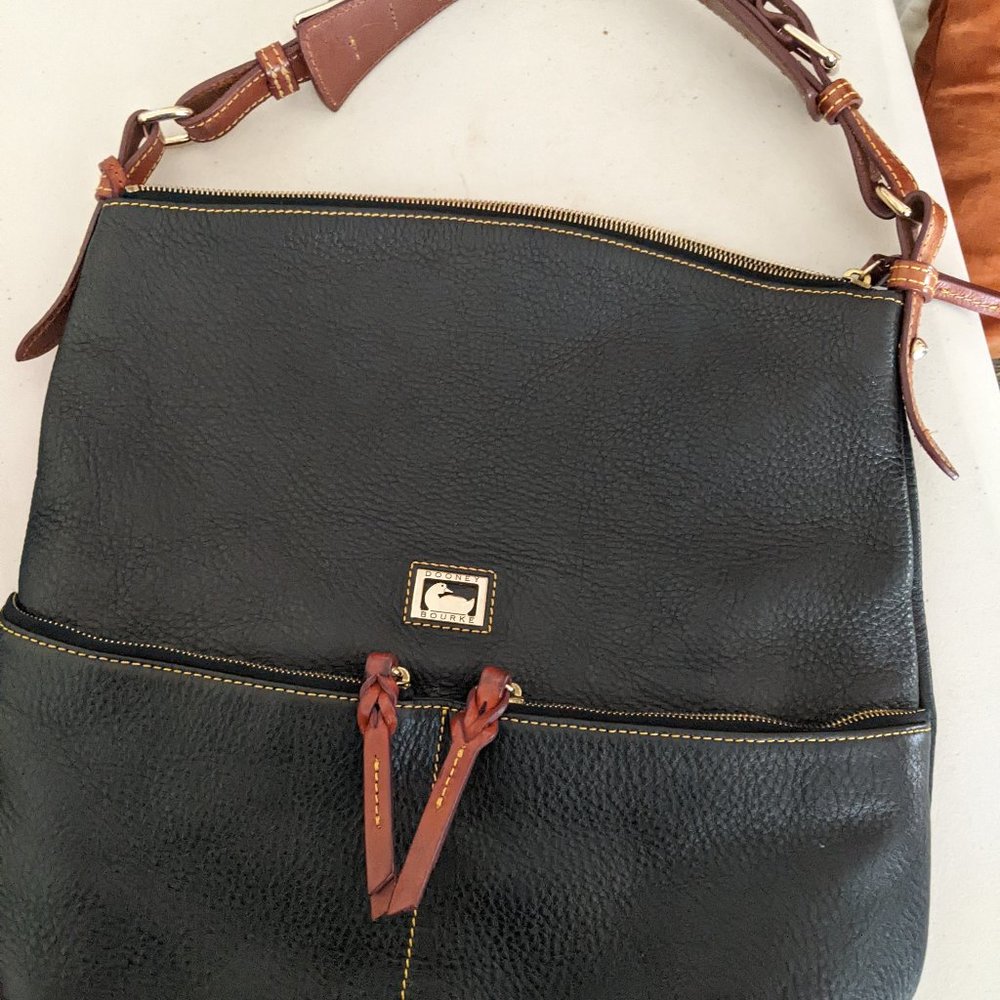 Vintage Dooney & Bourke black pebble leather hobo bag - FREE shipping